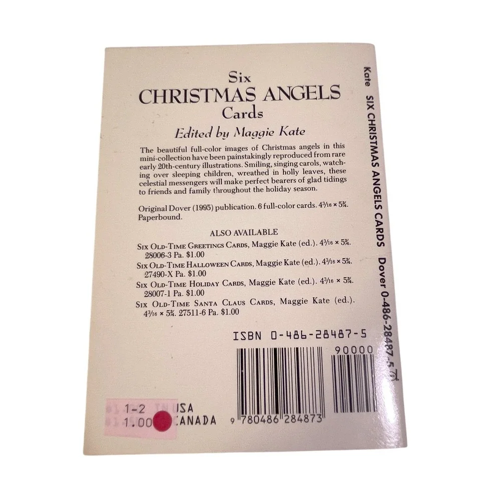 Dover Six Christmas Angels Cards Maggie Kate OS Cream Excellent Vintage Style